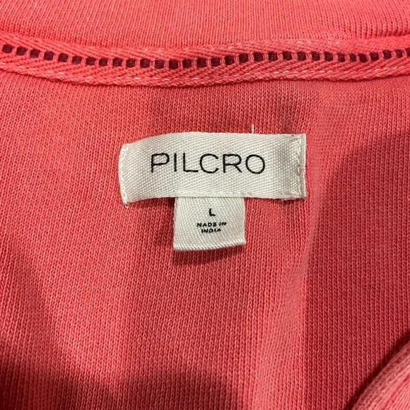 Pilcro Kamrie Pieced Popover Top Red Coral Size Large Oversized Sweatshirt - Picture 7 of 13